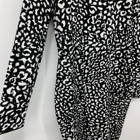 Express Dress Black White Animal Print Stretch Bodycon Midi - Picture 6 of 9